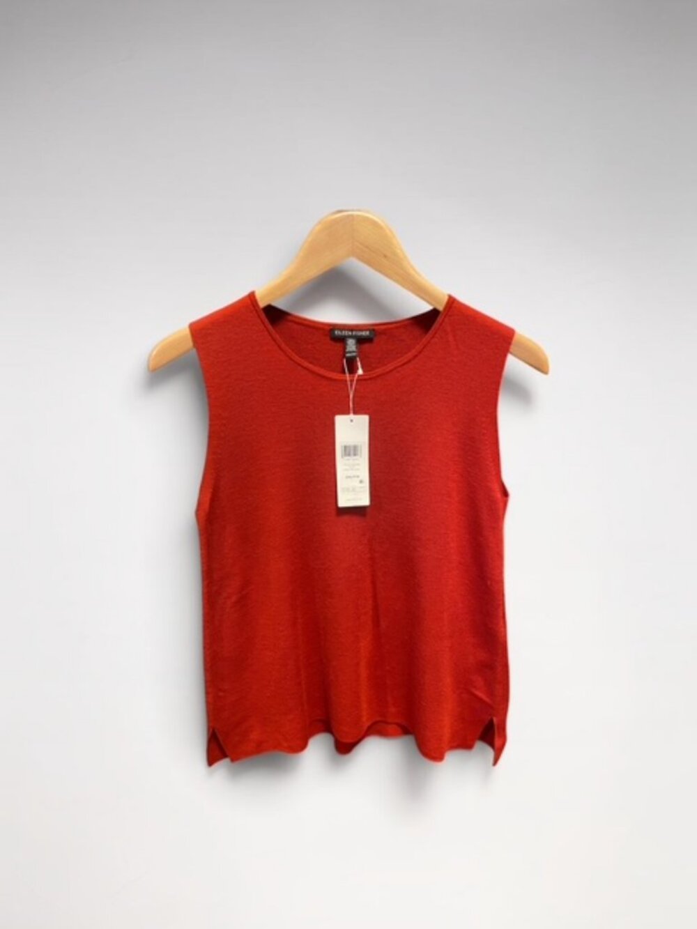 NWT Eileen Fisher Ultrafine Merino Wool Knit Shell Tank Chili Red XXS